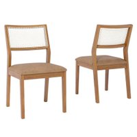 Kit 2 Cadeiras Estofadas Madeira Tauari 20494 Corino Kaki NATUEM