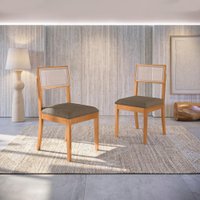 Par de Cadeiras em Madeira Maciça Kappesberg Zaira Suede Mescla Taupe