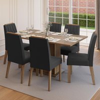 Conjunto Sala de Jantar Tampo de Madeira 6 Cadeiras Rustic/Oxford Bosque Madesa