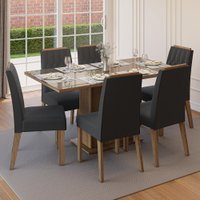 Conjunto Sala de Jantar Tampo de Vidro 6 Cadeiras Rustic/Oxford Azaleia Madesa