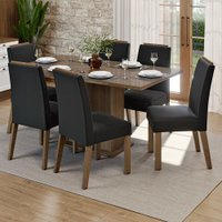 Conjunto Sala de Jantar Tampo de Vidro 6 Cadeiras Rustic/Oxford Dália Madesa