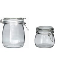 Kit de 2 potes hermeticos vidro com trava 830 e 500 ml