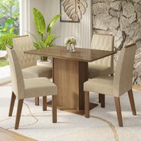 Conjunto Sala de Jantar Tampo de Vidro 4 Cadeiras Rustic/Imperial Pitanga Madesa