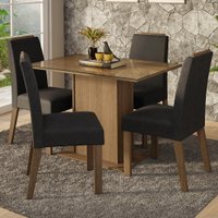 Conjunto Sala de Jantar Tampo de Vidro 4 Cadeiras Rustic/Oxford Jasmin Madesa