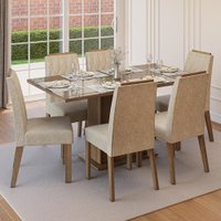 Conjunto Sala de Jantar Tampo de Vidro 6 Cadeiras Rustic/Imperial Azaleia Madesa