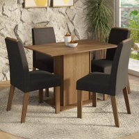 Conjunto Sala de Jantar Tampo de Madeira 4 Cadeiras Rustic/Oxford Acácia Madesa