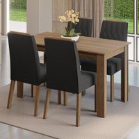 Conjunto Sala de Jantar Tampo de Madeira 4 Cadeiras Rustic/Oxford Hera Madesa
