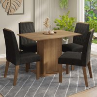 Conjunto Sala de Jantar Tampo de Madeira 4 Cadeiras Rustic/Oxford Romã Madesa