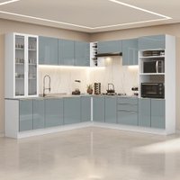 Armário de Cozinha Completa de Canto 549 cm Branco/Cinza Lux Madesa 01