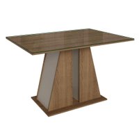 Mesa de Jantar Retangular Tampo de Vidro Rustic/Crema 5383 Madesa