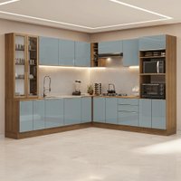 Armário de Cozinha Completa de Canto 549 cm Rustic/Cinza Lux Madesa 01