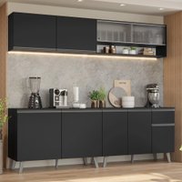 Armário Cozinha Completa 260 cm Preto Nice Madesa 02