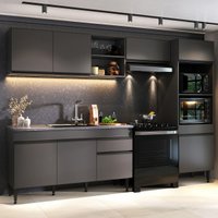 Armário Cozinha Modulada Completa 281,5cm Milano Multimóveis MP2397 Cinza