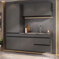 Cozinha Modulada Compacta Suspensa 181,5cm Milano Multimóveis MP2412 Cinza