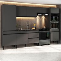 Armário de Cozinha Modulada Completa 313cm Milano Multimóveis MP2396 Cinza