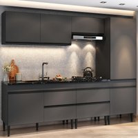 Armário Cozinha Modulada Completa 251,5cm Milano Multimóveis MP2399 Cinza