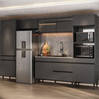 Armário de Cozinha Modulada Completa 313cm Milano Multimóveis MP2394 Cinza