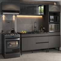 Armário de Cozinha Modulada Completa 251,5cm Milano Multimóveis MP2395 Cinza