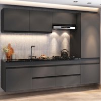 Armário Cozinha Modulada Completa Suspensa 251,5cm Milano Multimóveis MP2409 Cinza
