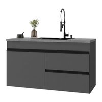Balcão de Cozinha Gabinete Pia 120cm 2 Portas 1 Gaveta Suspenso Milano Multimóveis MP2414 Cinza