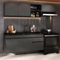 Cozinha Modulada Compacta Suspensa 220cm Milano Multimóveis MP2411 Cinza