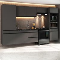 Armário de Cozinha Modulada Completa Suspensa 313cm Milano Multimóveis MP2406 Cinza