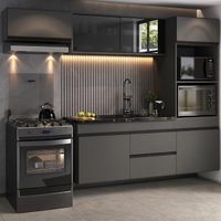 Armário de Cozinha Modulada Completa Suspensa 251,5cm Milano Multimóveis MP2405 Cinza