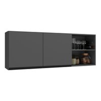 Armário de Cozinha Aéreo com 2 Portas e Nichos 150cm Milano Multimóveis MP2388 Cinza