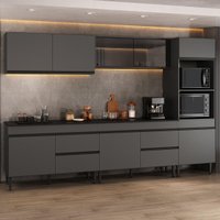 Cozinha Modulada Completa 301,5cm Milano Multimóveis MP2403 Cinza