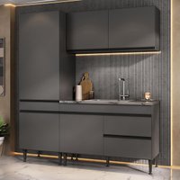 Cozinha Modulada Compacta 181,5cm Milano Multimóveis MP2402 Cinza