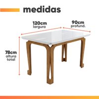 Mesa Sala de Jantar 1,20m com Vidro Nadine