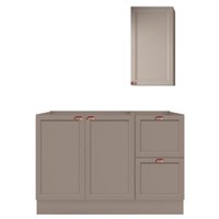 Balcao Para Pia 120 cm E Armario Aereo 41 cm Unna Gris POLIMAN