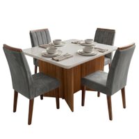 Conjunto Sala de Jantar Mesa 1,20m com Vidro Montreal 4 Cadeiras Sofia