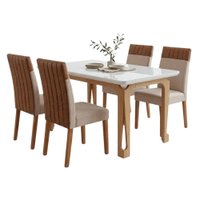 Conjunto Sala de Jantar Mesa 1,20m com Vidro Nadine 4 Cadeiras Montreal