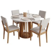 Conjunto Sala de Jantar Mesa Redonda 0,90m Veneza 4 Cadeiras Linda