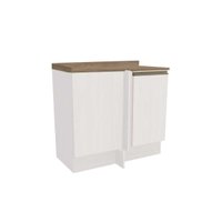 Balcão Cozinha p/ Cooktop c/ Tampo Maxxi G748 Canto Reto c/ 1 Porta 80cm Branco/Nogal - Kappesberg