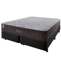 Cama Box Queen Bipartido Preto + Colchão Molas Ensacadas Zidi Orlando 158x198x67cm