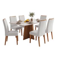 Conjunto Sala de Jantar Mesa 1,60m com Vidro Anjos 6 Cadeiras Sofia