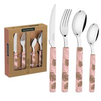 Faqueiro Tramontina Bliss com Lâminas em Aço Inox e Cabos de Polipropileno Rosa Pastel C/16 Peças