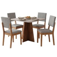 Conjunto Sala de Jantar Mesa Quadrada 0,90m Moove 4 Cadeiras Linda Viero