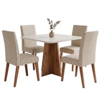 Conjunto Sala de Jantar Mesa Quadrada 0,90m Moove 4 Cadeiras Milano Viero