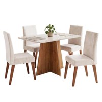 Conjunto Sala de Jantar Mesa 1,20m Moove 4 Cadeiras Milano Viero