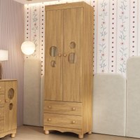 Guarda-roupa Infantil 62cm 2 Portas com Vidro e 2 Gavetas Suspiro Multimóveis MP4813 Madeirado