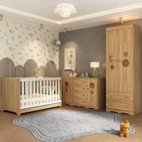 Quarto de Bebê Completo com Berço Americano 3 em 1 Sonho Multimóveis MP4816 Madeirado
