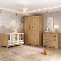 Quarto de Bebê Completo com Berço Americano 3 em 1 Sonho Multimóveis MP4815 Madeirado