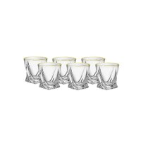 Jogo de copos PREMIUM para Whisky 300 ml borda dourada