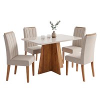 Conjunto Sala de Jantar Mesa 1,20m com Vidro Anjos 4 Cadeiras Sofia