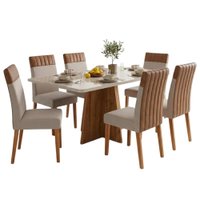 Conjunto Sala de Jantar Mesa 1,60m com Vidro Anjos 6 Cadeiras Montreal Viero