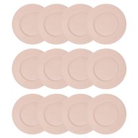 Jogo 12 Pratos Rasos 27cm Melamina Bege Aveline Lyor Lanches Refeições Restaurante Buffet