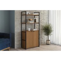 Estante Livreiro de Escritório Industrial Alta LI041 c/2 Portas 72cm Canela/Preto Kappesberg